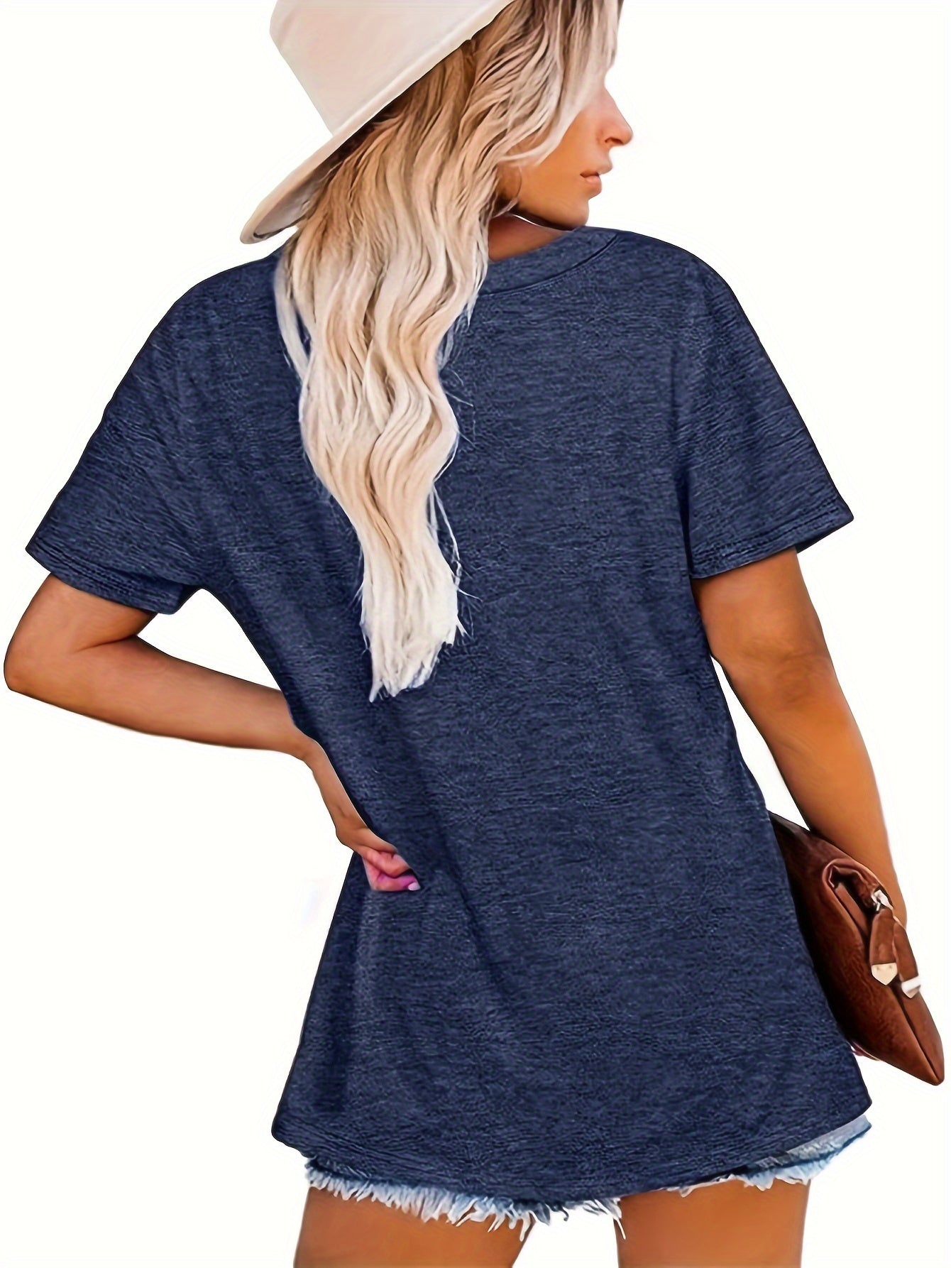 Letter Print Crew Neck T-shirt, Casual Short Sleeve Top For Spring & Summer, Women's Clothing